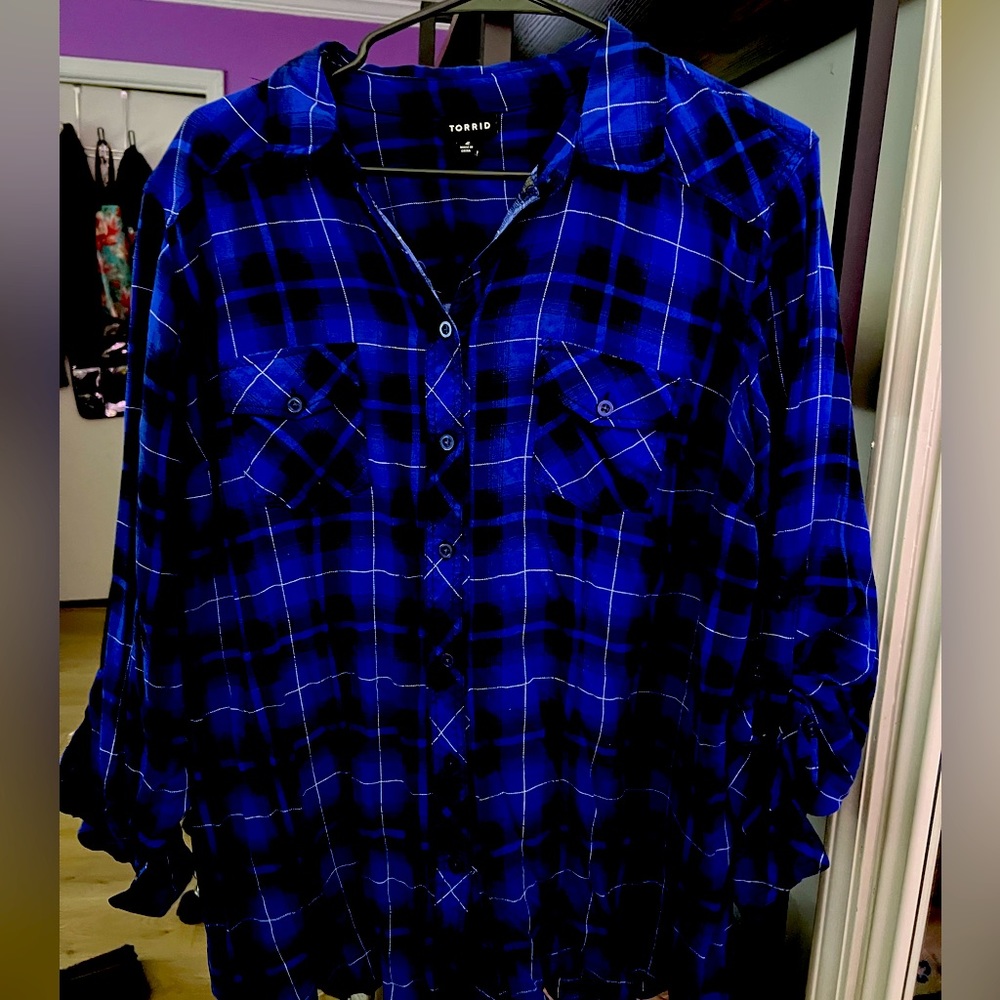 Royal Blue Plaid Plus Size Shirt